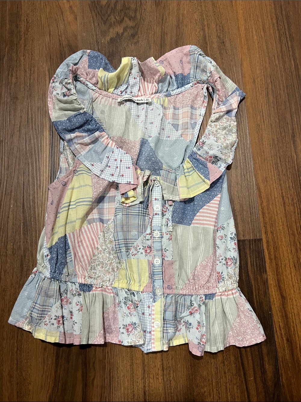 Abercrombie & Fitch Women's Patchwork Blouse - Pastel Pink, Blue, Yellow, Cream